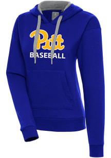 Antigua Pitt Panthers Womens Blue Baseball Victory Hooded Sweatshirt