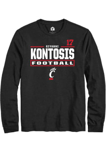 Giyahni Kontosis Cincinnati Bearcats Black Football NIL Stacked Box Long Sleeve Player T Shirt
