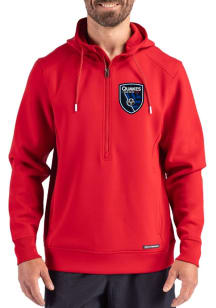 Cutter and Buck San Jose Earthquakes Mens Red Roam Hood