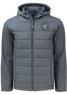 Mens New York City FC Cutter and Buck Mens Evoke Hood Heavyweight Jacket - Graphite