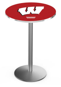 Wisconsin Badgers Stainless Round Base Pub Table