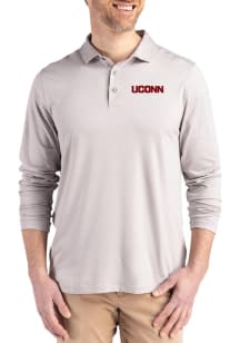 Cutter and Buck UConn Huskies Mens Grey Coastline Long Sleeve Polo Shirt