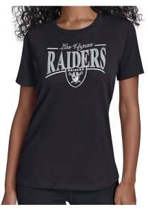 Starter Las Vegas Raiders Womens Black Arch Stripe Short Sleeve T-Shirt
