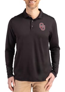 Cutter and Buck Oklahoma Sooners Mens Black Coastline Long Sleeve Polo Shirt
