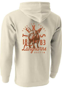 Texas Longhorns Mens Oatmeal Mascot Overlay Long Sleeve Hoodie