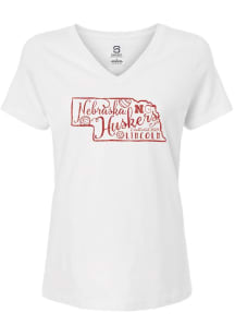Summit Sportswear Nebraska Cornhuskers Womens White Volleyball State Short Sleeve T-Shirt