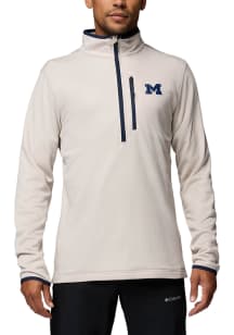 Columbia Michigan Wolverines Mens White Essential Hike Grid Fleece Half Zip Long Sleeve Qtr Zip Pu..