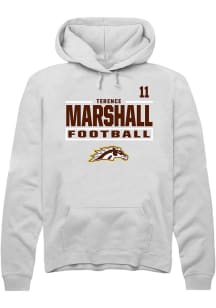Terence Marshall Western Michigan Broncos Mens White Football NIL Stacked Box Player Hood