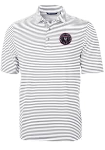 Cutter and Buck Inter Miami CF Grey Virtue Eco Pique Stripe Big and Tall Polo