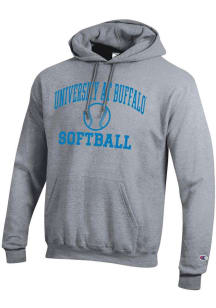 Champion Buffalo Bulls Mens Grey Softball Powerblend Long Sleeve Hoodie