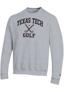 Champion Texas Tech Red Raiders Mens Grey Heather Golf Icon Powerblend Long Sleeve Crew Sweatshirt