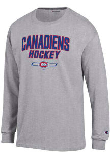 Champion Montreal Canadiens Grey Arch Team Hockey Jersey Long Sleeve T Shirt