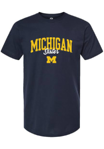 Summit Sportswear Michigan Wolverines Womens Navy Blue Sister Short Sleeve T-Shirt