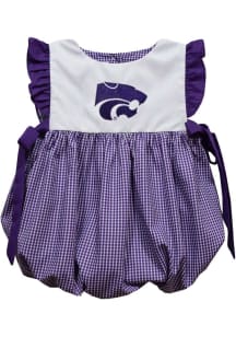 Vive La Fete K-State Wildcats Baby Girls Purple Gingham Bubble Short Sleeve Dress