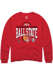Summit Sportswear Ball State Cardinals Mens Cardinal MAC 2026 WBB Tournament Bound Long Sleeve Cre..
