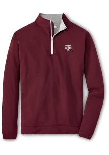 Peter Millar Texas A&M Aggies Mens Maroon Perth Long Sleeve Qtr Zip Pullover