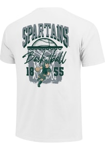 Michigan State Spartans White Roughed Up Hoop Short Sleeve T Shirt