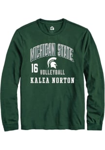 Kalea Norton Michigan State Spartans Green NIL Arch Logo Long Sleeve Player T Shirt
