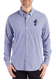 Cutter and Buck Kansas Jayhawks Mens Blue Vault Skyline Long Sleeve Dress Shirt