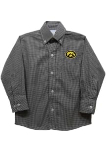 Vive La Fete Iowa Hawkeyes Toddler Black Gingham Long Sleeve Polo