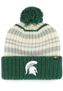 47 Michigan State Spartans Natural Snow Fort Cuff Pom Youth Knit Hat