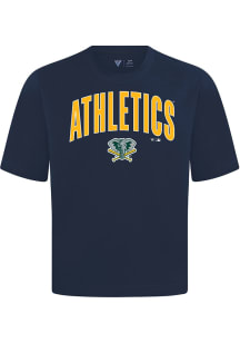 Levelwear Oakland Athletics Navy Blue Signature Knit District Cooperstown Short Sleeve Fashion T S..