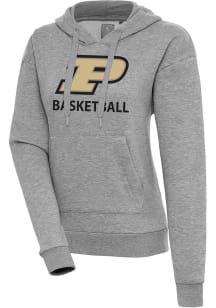 Antigua Purdue Boilermakers Womens Grey Heather Basketball Victory Hooded Sweatshirt