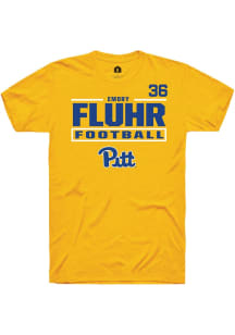 Emory Fluhr Pitt Panthers Gold Football NIL Stacked Box Short Sleeve Player T Shirt