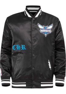 Pro Standard Charlotte Hornets Mens Black Old English Satin Light Weight Jacket