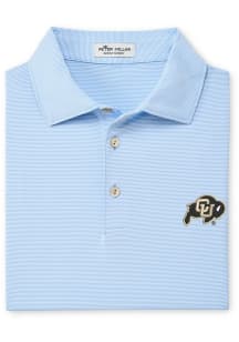 Peter Millar Colorado Buffaloes Mens Light Blue Jubilee Short Sleeve Fashion Polo