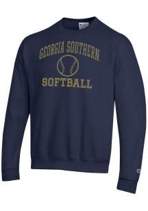 Champion Georgia Southern Eagles Mens Navy Blue Softball Powerblend Long Sleeve Crew Sweatshirt
