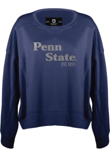 Summit Sportswear Penn State Nittany Lions Womens Navy Blue Vintage Terry V Notch Crew Sweatshirt