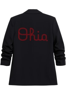 Ohio State Buckeyes Womens Black Script Blazer Ruched Medium Weight Jacket
