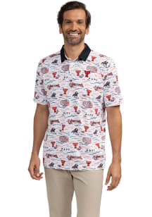 Texas Tech Red Raiders Mens White Toile Short Sleeve Fashion Polo