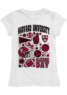 Vive La Fete Harvard Crimson Toddler Girls White Lexie Short Sleeve T-Shirt