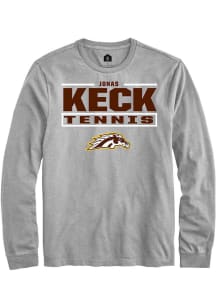 Jonas Keck Western Michigan Broncos Grey NIL Stacked Box Long Sleeve Player T Shirt