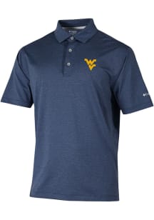 Columbia West Virginia Mountaineers Mens Navy Blue Sand Tee Short Sleeve Polo