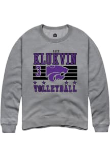 Alex Klukvin K-State Wildcats Mens Grey NIL Striped Player Crew