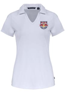 Cutter and Buck New York Red Bulls Womens White Daybreak V Neck Short Sleeve Polo Shirt
