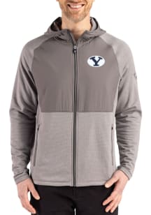 Cutter and Buck BYU Cougars Mens Graphite Peshastin Long Sleeve Full Zip Jacket
