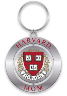 Harvard Crimson Mom Spinner Keychain - Silver