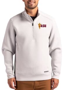 Cutter and Buck Arizona State Sun Devils Mens White Roam Long Sleeve Qtr Zip Pullover