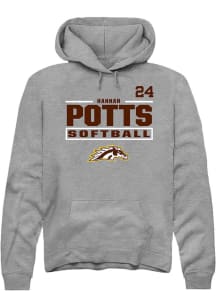 Hannah Potts Western Michigan Broncos Mens Grey NIL Stacked Box Player Hood