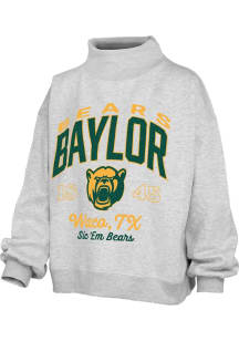 Pressbox Baylor Bears Womens Ash Lingo Mock Neck Crew Sweatshirt
