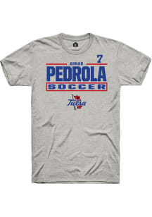Arnau Pedrola Tulsa Golden Hurricane Ash NIL Stacked Box Short Sleeve Player T Shirt