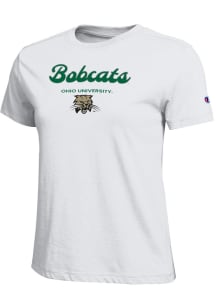 Champion Ohio Bobcats Womens White Script Core Short Sleeve T-Shirt