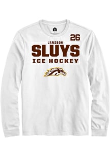 Jamison Sluys Western Michigan Broncos White NIL Stacked Box Long Sleeve Player T Shirt