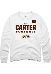 Gian Carter Western Michigan Broncos Mens White Football NIL Stacked Box Player Crew