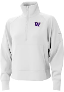 Columbia Washington Huskies Womens White Heat Seal Wickham Hills Qtr Zip Pullover