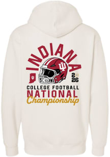 Something Inked Indiana Hoosiers Mens Ivory 2025 National Championship Game Bound Long Sleeve Hood..